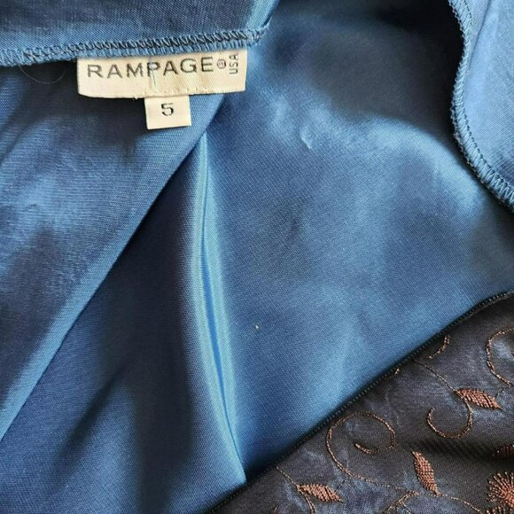 Rampage y2k dress Sz 5 navy with brown flower embroidery special occasion - Picture 7 of 8